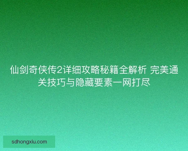仙剑奇侠传2详细攻略秘籍全解析 完美通关技巧与隐藏要素一网打尽